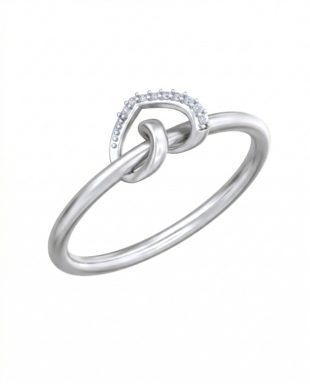 A White gold ring with a knotted design, shown on a plain white background.