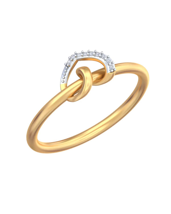 Gold & Diamond Heart-Shaped Ring For Women KRC10820
