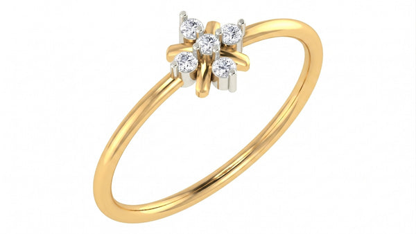 Gold & Diamond Floral Ring For Women KRC10823