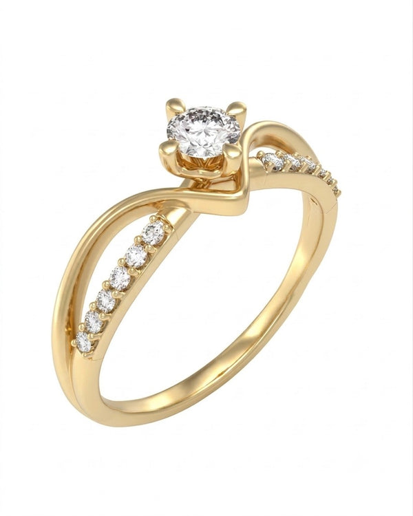 Gold & Diamond Solitaire Ring For Women KRC10827