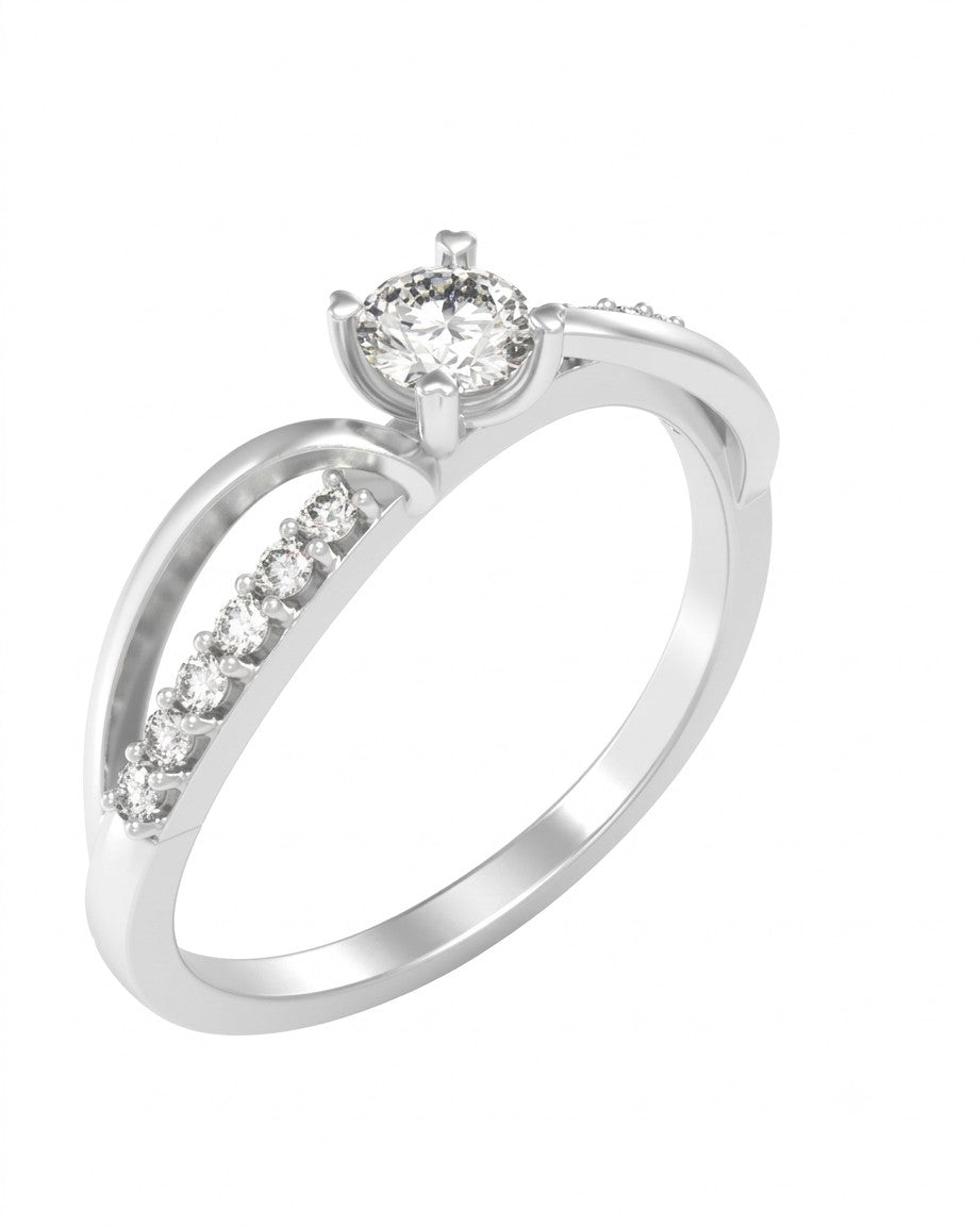 White ring with a central diamond on  a white background