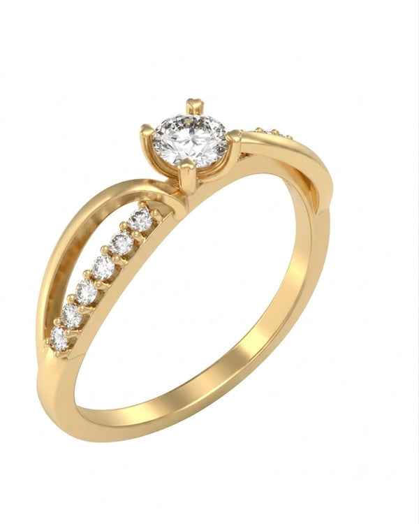 Gold & Diamond Solitaire Ring For Women KRC10829