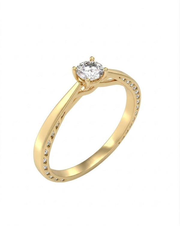 Gold & Diamond Solitaire Ring For Women KRC10831
