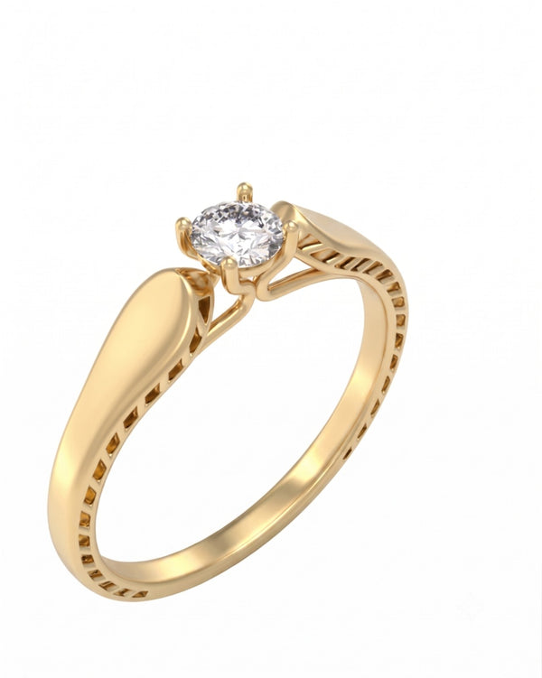 Gold & Diamond Solitaire Ring For Women KRC10832