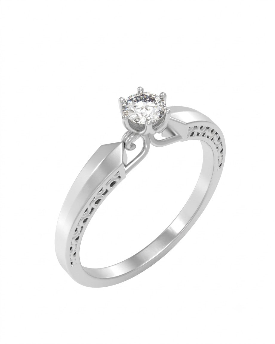 White gold and diamond with solitaire on a white background.