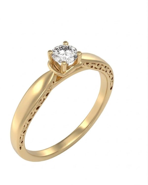 Gold & Diamond Solitaire Ring For Women KRC10834