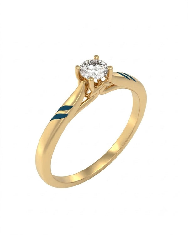 Gold & Diamond Solitaire Ring For Women KRC10835