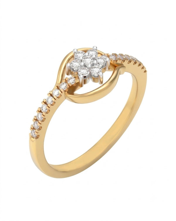 Gold & Diamond Floral Ring For Women KRC10841