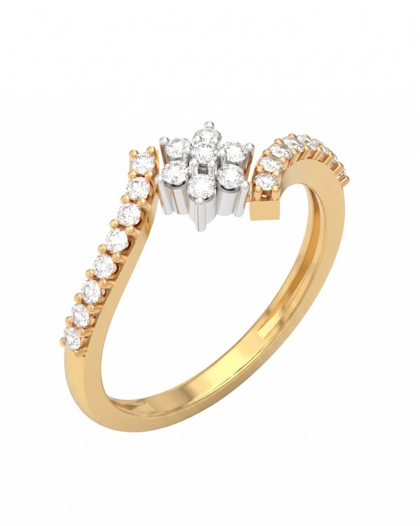Gold & Diamond Floral Ring For Women KRC10842