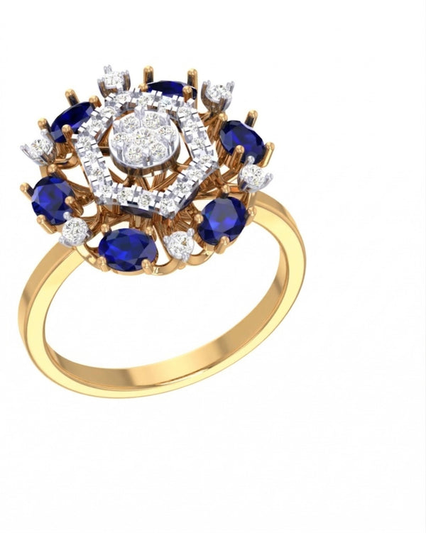 Gold & Diamond Gemstone Ring For Women KRC10862
