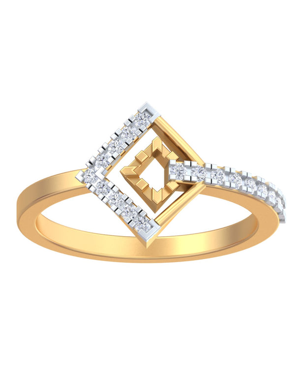 Gold & Diamond Lightweight Ring For Women KRC10866