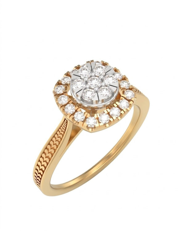 Gold & Diamond Cluster Ring For Women KRC10868