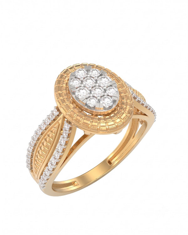 Gold & Diamond Cluster Ring For Women KRC10869