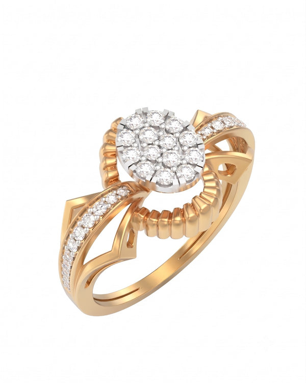 Gold & Diamond Cluster Ring For Women KRC10872