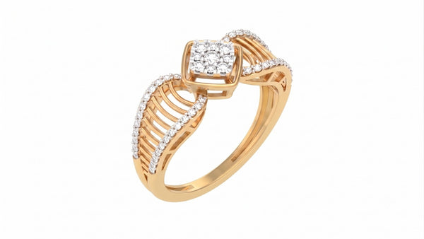 Gold & Diamond Cluster Ring For Women KRC10875
