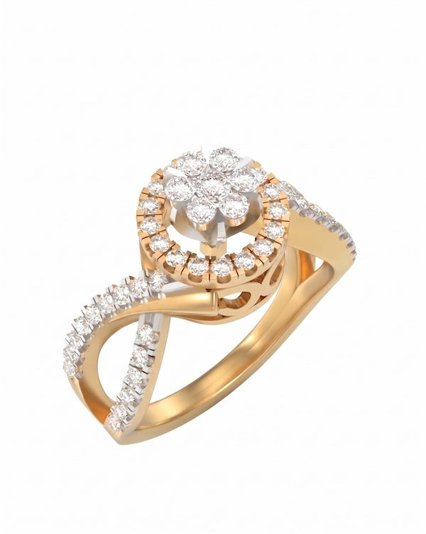 महिलाओं के लिए 18K गोल्ड और डायमंड कॉकटेल रिंग KRL10403