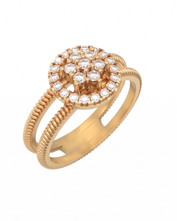 Gold & Diamond Cluster Ring For Women KRC10903