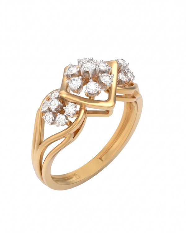 Gold & Diamond Cluster Ring For Women KRC10906