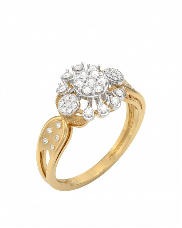 Gold & Diamond Cluster Ring For Women KRC10909