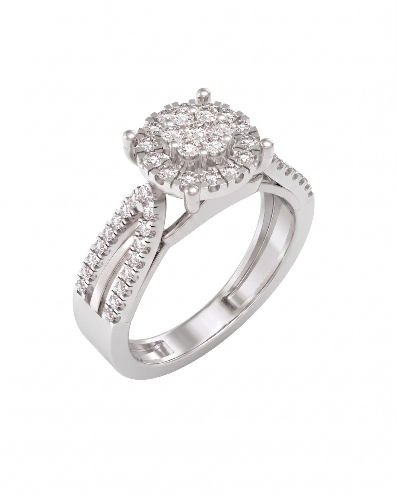 White ring with diamond accents on a white background.