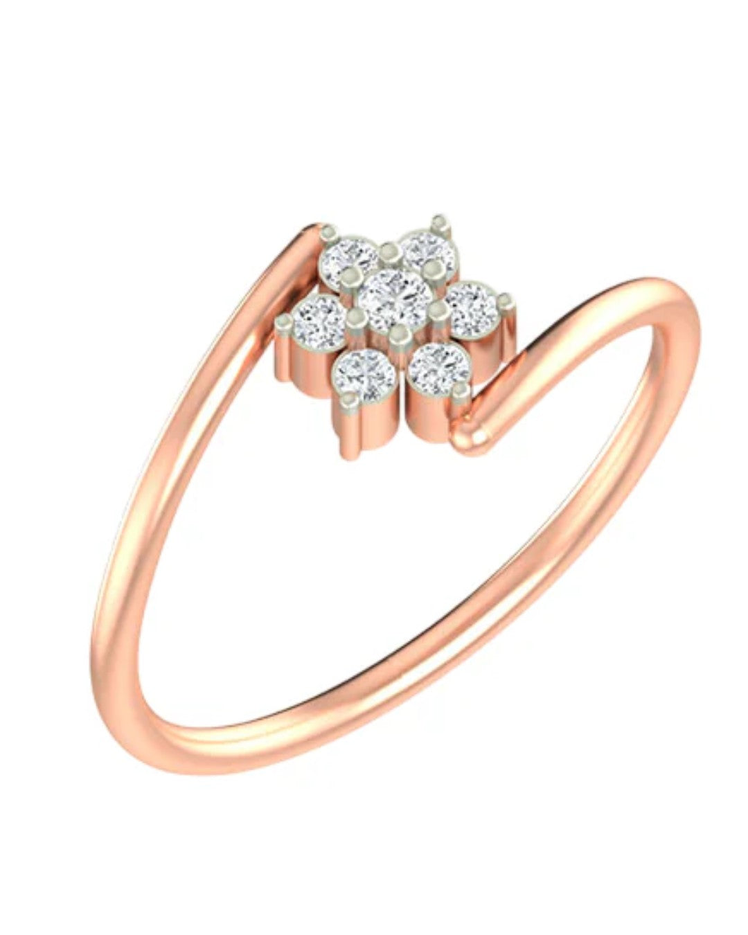Rose gold and diamond with floral cluster on a white background