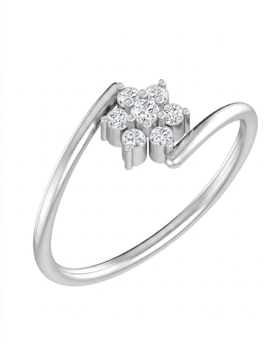 White gold and diamond with floral cluster on a white background