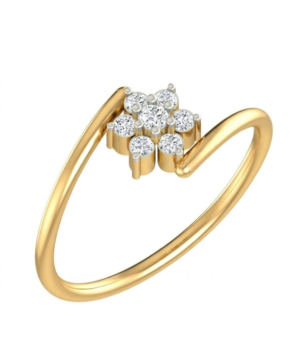 Gold & Diamond Floral Ring For Women KRC10916