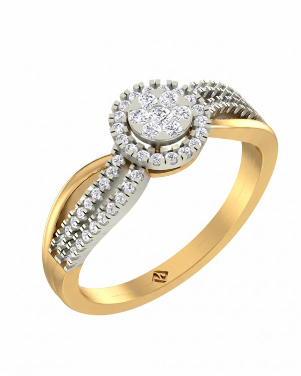 Gold & Diamond Cluster Ring For Women KRC10917