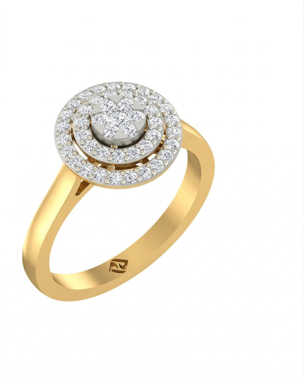 Gold & Diamond Cluster Ring For Women KRC10919