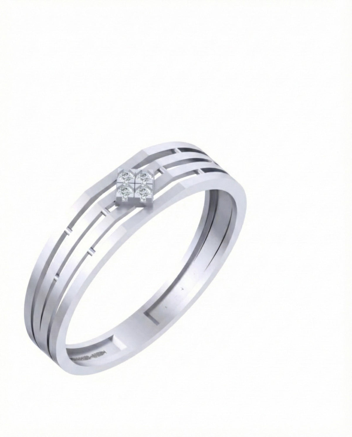 White Gold ring with a diamond on a white background