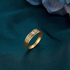Gold & Diamond Solitaire Band Ring For Men KRC20022