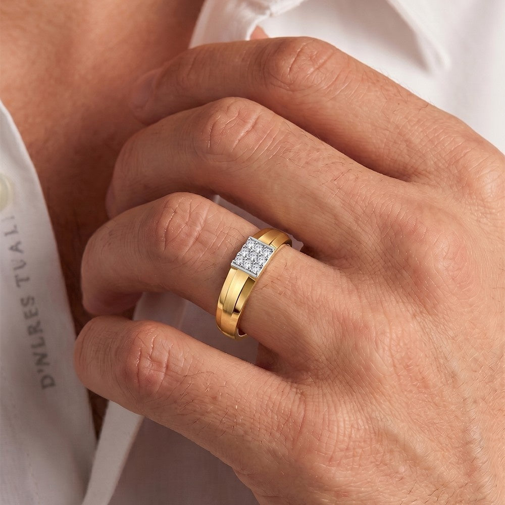 Gold & Diamond Band Ring For Men KRC20049