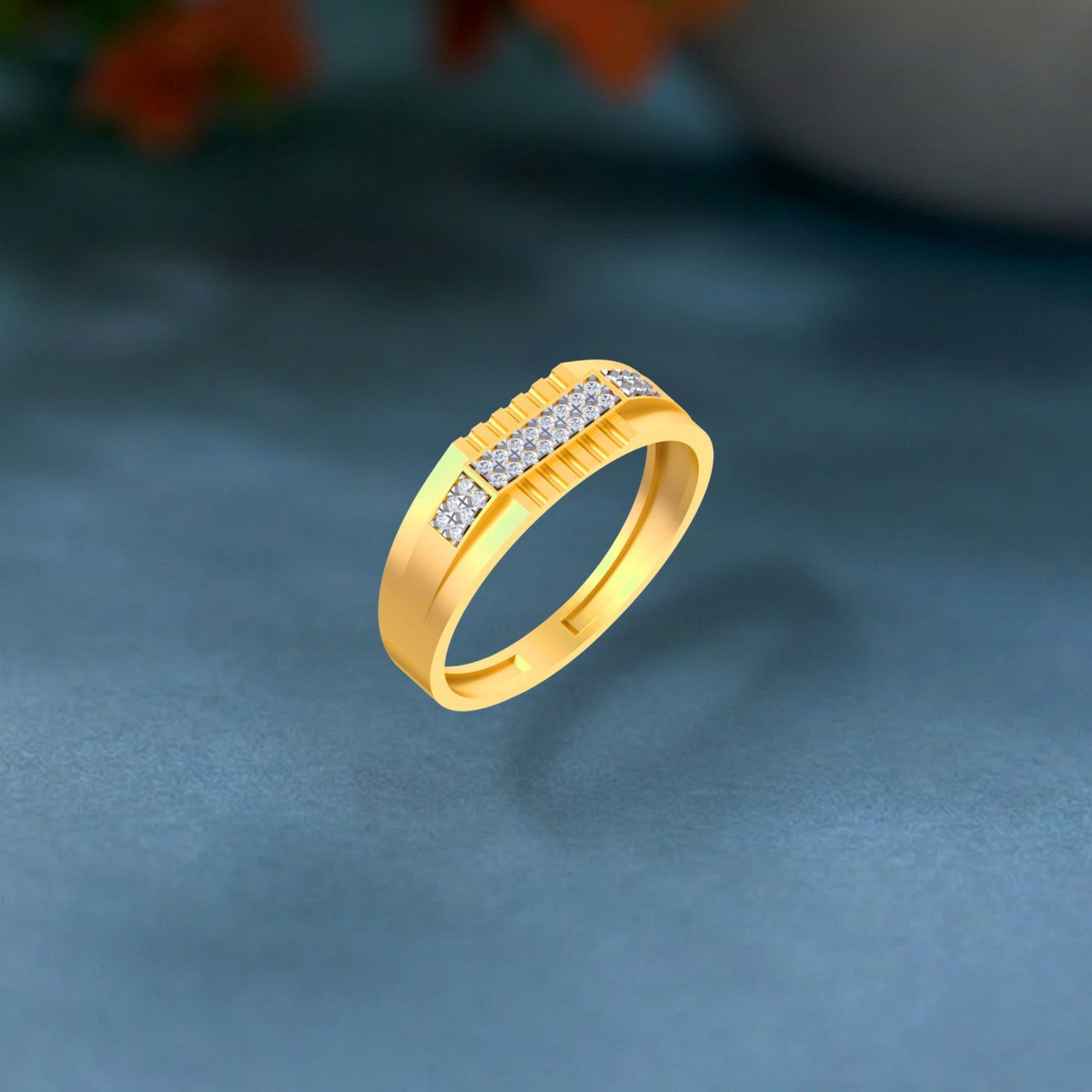 Gold & Diamond Band Ring For Men KRC20083