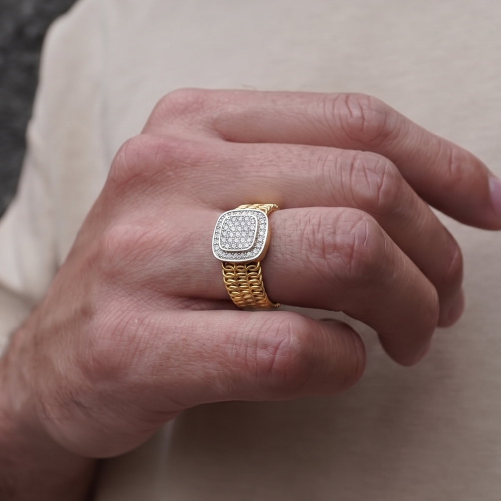 Gold & Diamond Engagement Ring For Men KRC20129