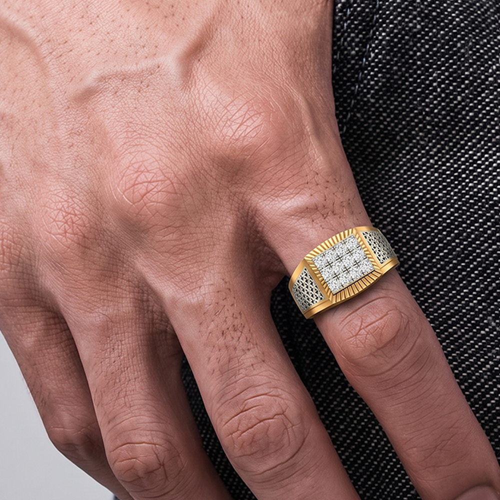 Gold & Diamond Band Ring For Men KRC20139