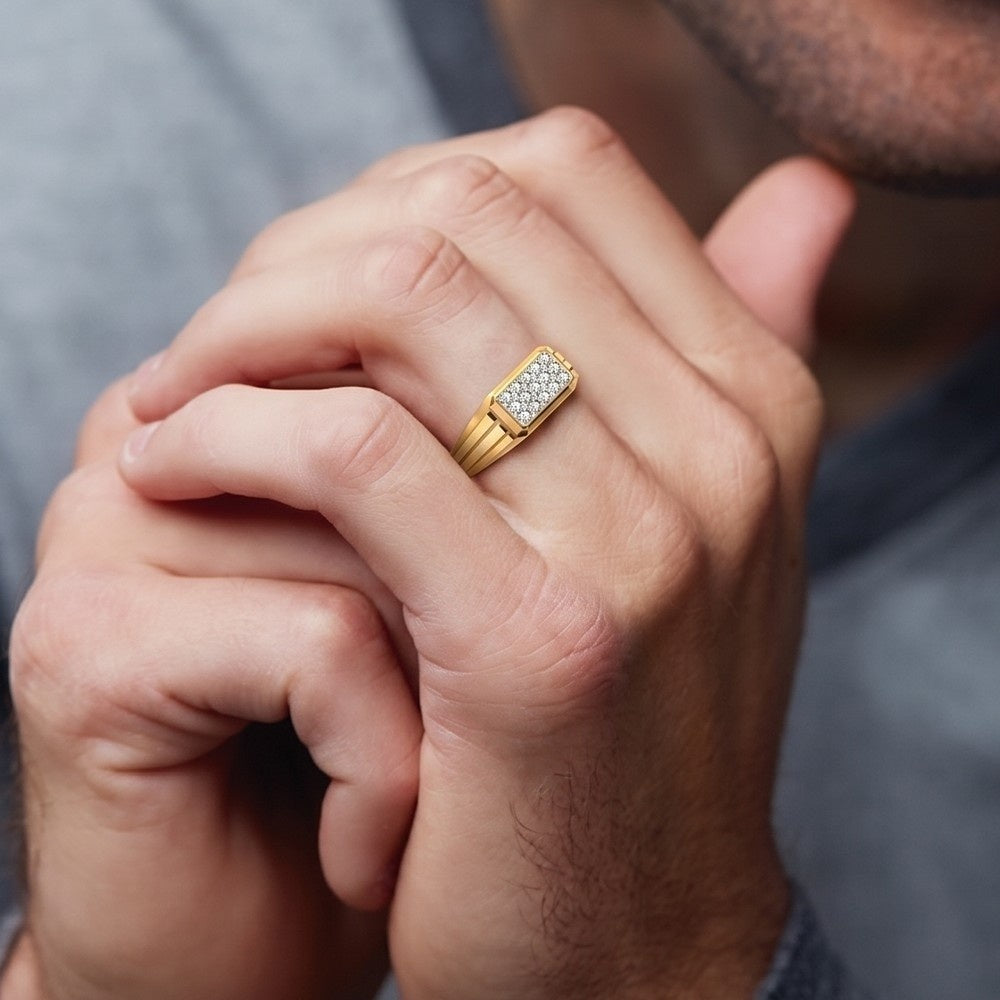 Close-up of shot of a gold and diamond band ring