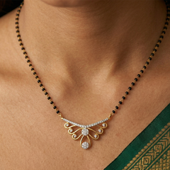 Gold & Diamond Floral Mangalsutra For Women KRC50165