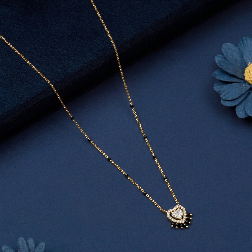 Gold & Diamond Heart Mangalsutra For Women KRC50167
