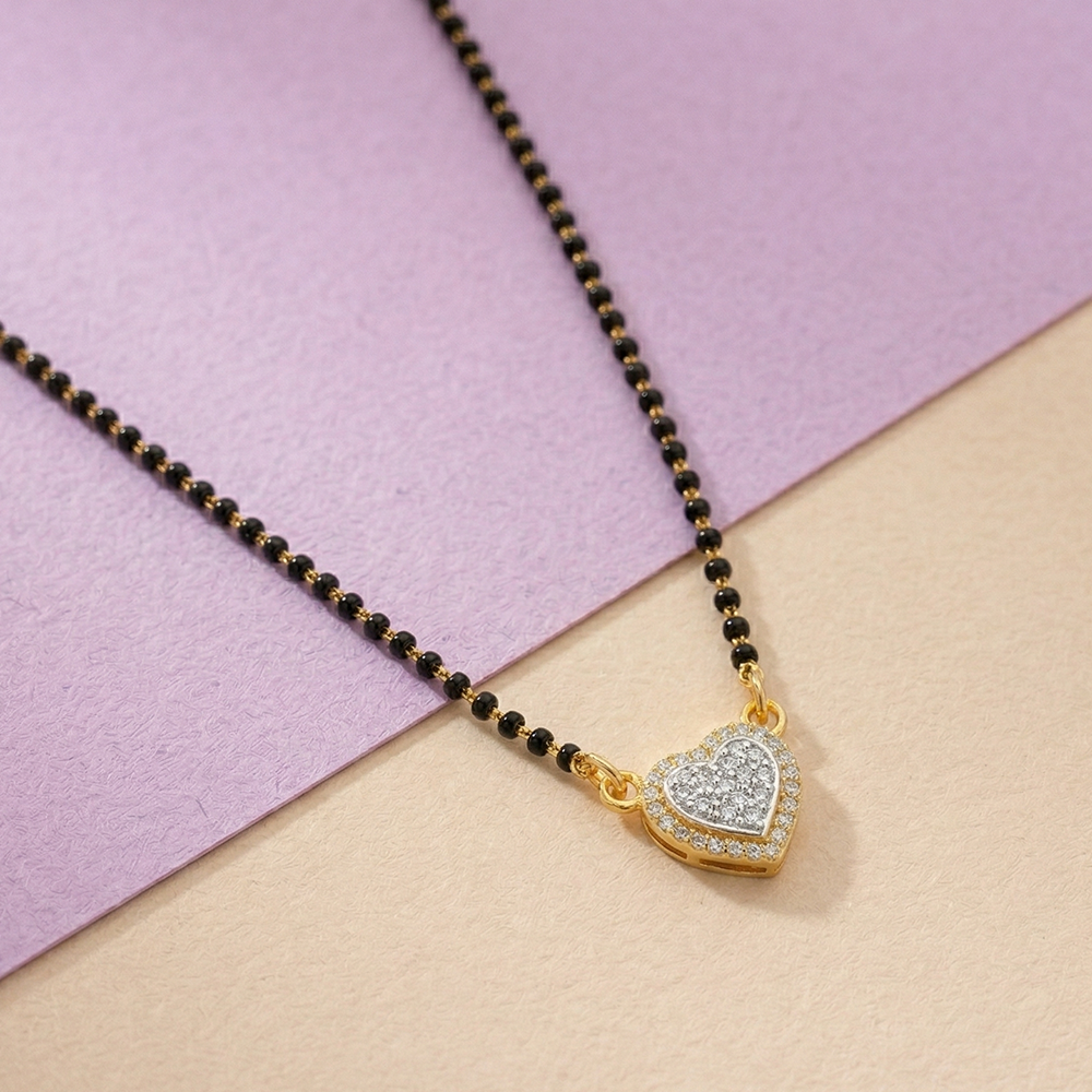 Gold & Diamond Modern Heart Mangalsutra For Women KRC50181