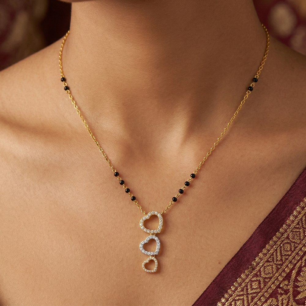 Gold & Diamond Heart Mangalsutra For Women KRC50184
