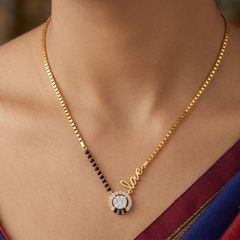 Gold & Diamond Beaded Mangalsutra For Women KRC50188