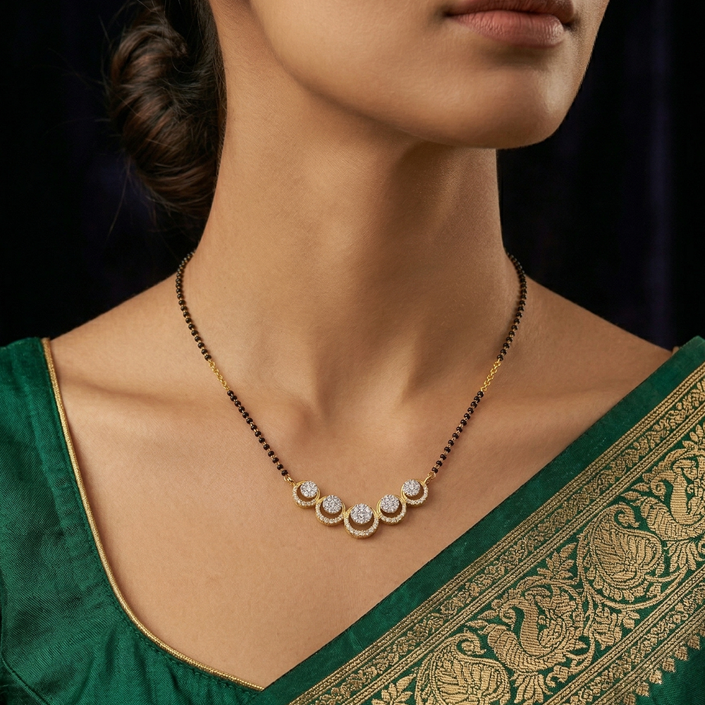 Gold & Diamond Halo Mangalsutra For Women KRC50193