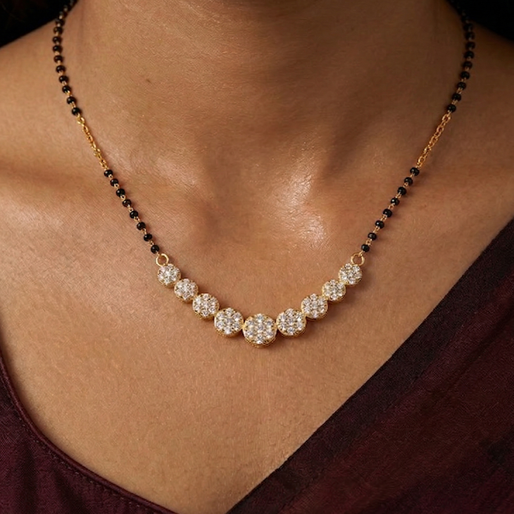 Gold & Diamond Bridal Round Mangalsutra For Women KRC50195