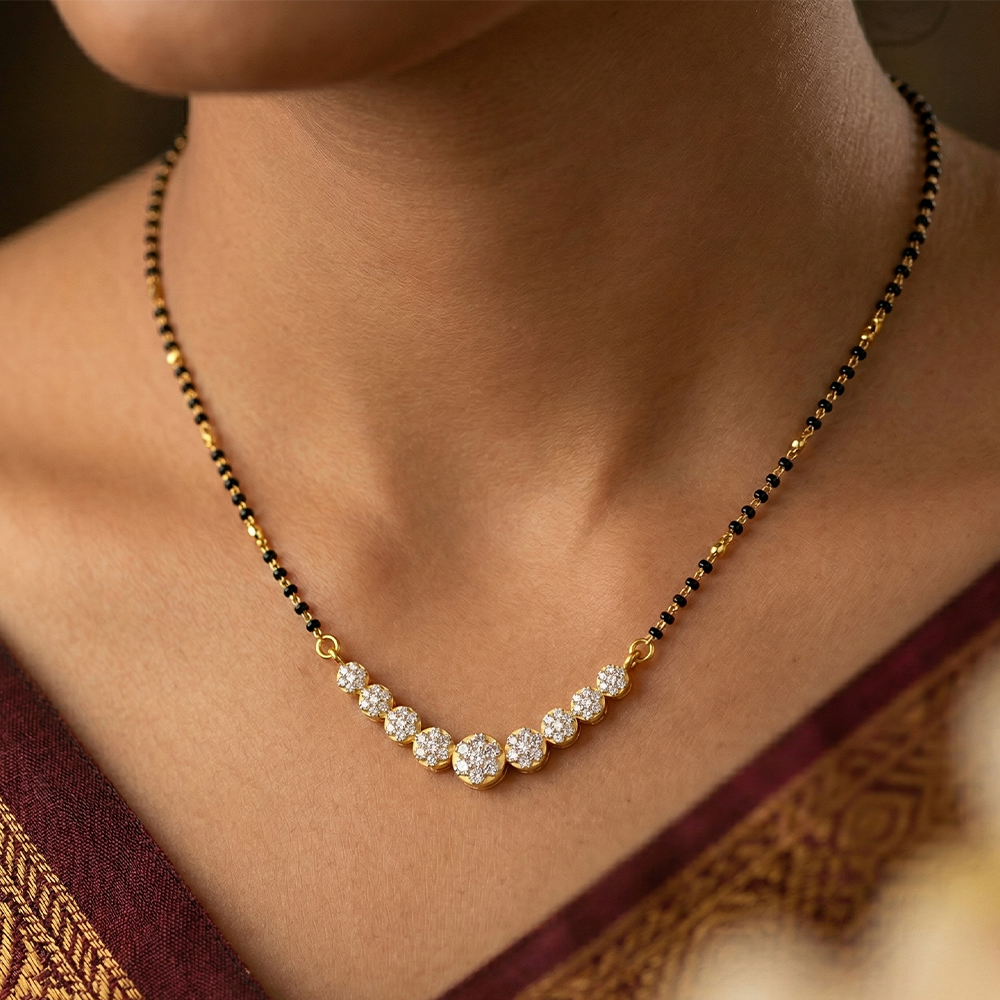 Gold & Diamond Bridal Round Mangalsutra For Women KRC50196