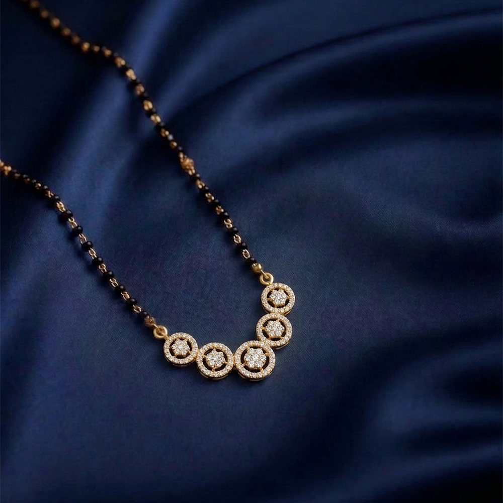 Gold & Diamond Round Mangalsutra For Women KRC50197