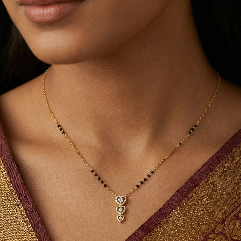 Gold & Diamond Heart Mangalsutra For Women KRC50198