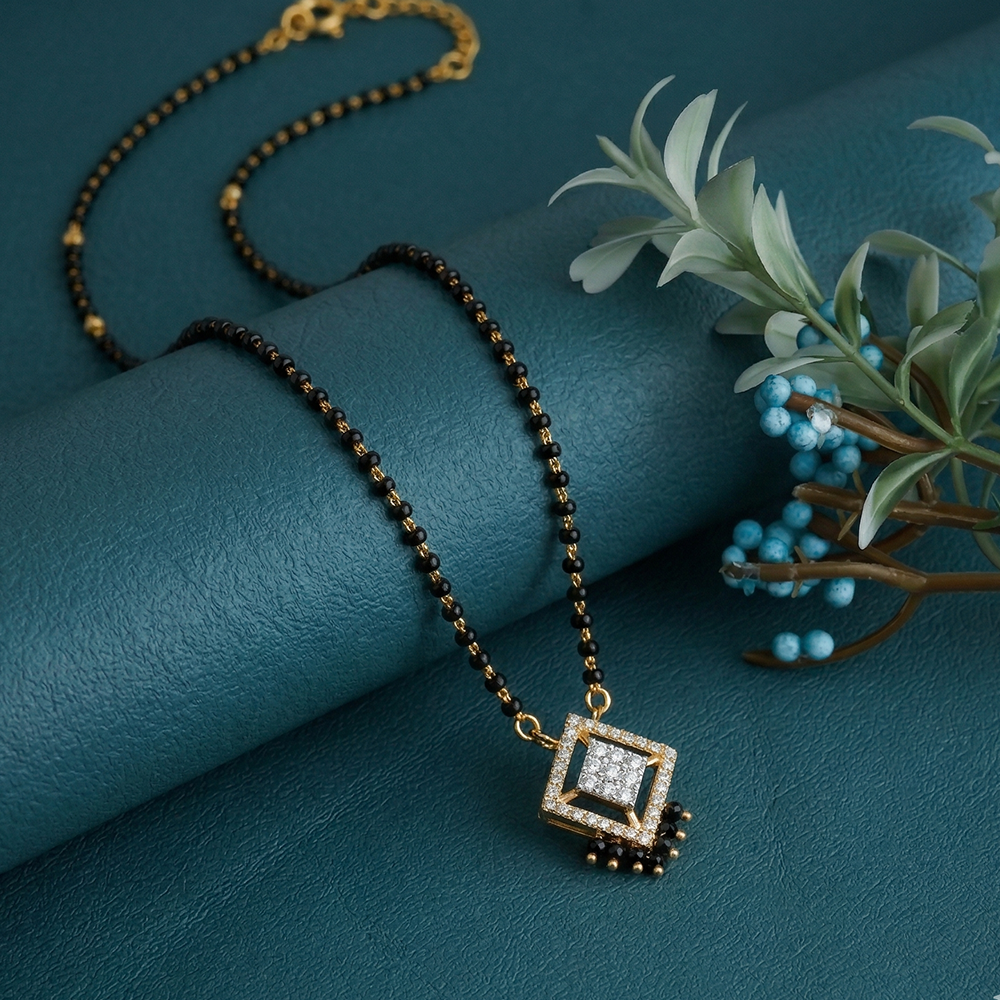 Gold & Diamond Beaded Mangalsutra For Women KRC50200