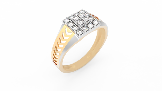 18K Gold & Diamond Square Ring For Men KRC60127