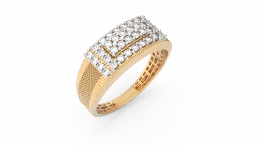 18K Gold & Diamond Band Ring For Men KRC60132