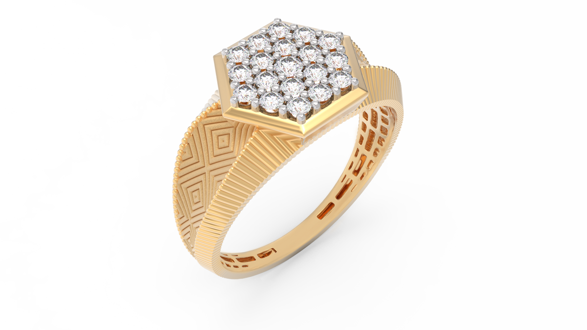 18K Gold & Diamond Ring For Men KRC60133